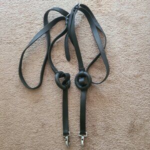 Black Leather Side Reins with Rubber Donut